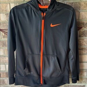 Nike Boy's Zip Up Hoodie in Gray and Orange